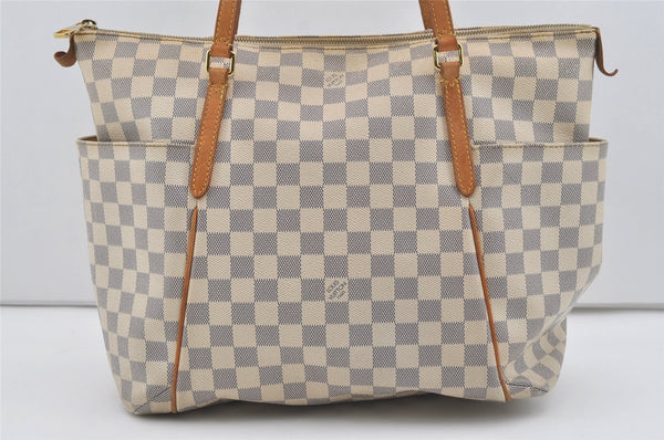 Authentic Louis Vuitton Damier Azur Totally MM Tote Bag N51262 LV 1558J