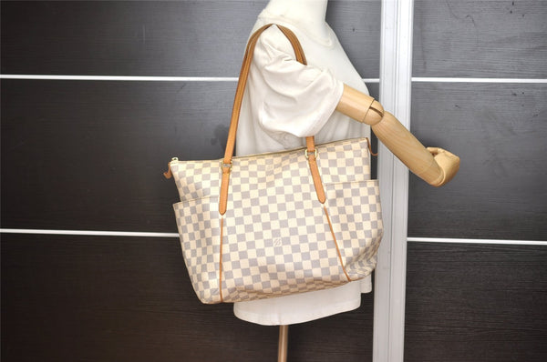 Authentic Louis Vuitton Damier Azur Totally MM Tote Bag N51262 LV 1558J