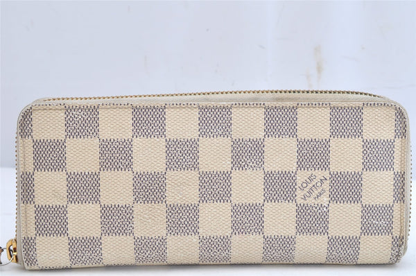 Authentic Louis Vuitton Damier Azur Portefeuille Clemence Wallet N61210 LV 1558K