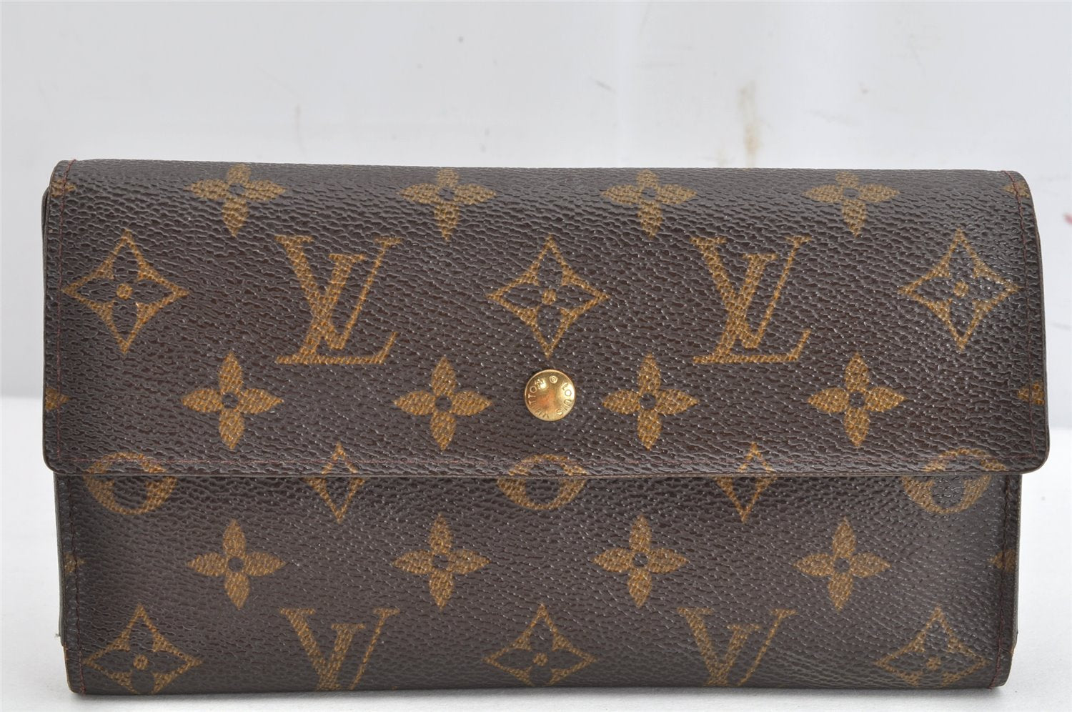 Authentic Louis Vuitton Monogram Porte Tresor International M61215 Wallet 1559K