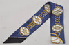 Authentic HERMES Twilly Scarf "LIFT PROFILE" Silk Black Blue 1562J