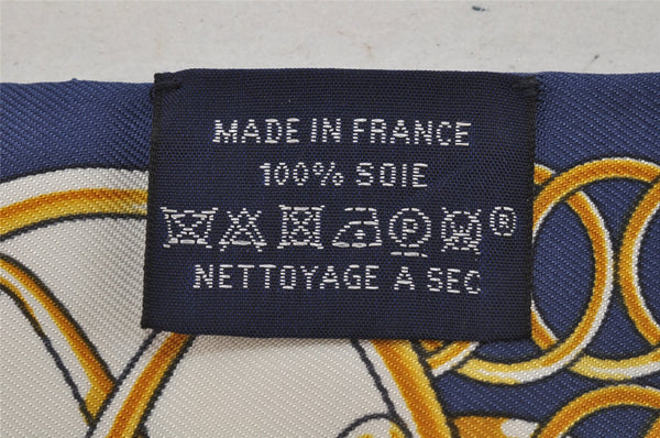 Authentic HERMES Twilly Scarf "LIFT PROFILE" Silk Black Blue 1562J
