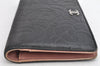 Authentic CHANEL Camellia Lamb Skin CoCo Mark Long Wallet Purse Black 1564K