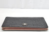 Authentic CHANEL Camellia Lamb Skin CoCo Mark Long Wallet Purse Black 1564K