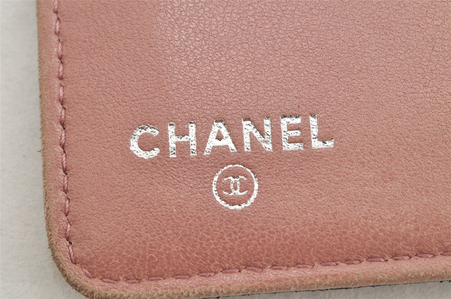 Authentic CHANEL Camellia Lamb Skin CoCo Mark Long Wallet Purse Black 1564K