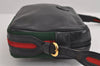 Authentic GUCCI Web Sherry Line Shoulder Cross Body Bag Leather Black 1565J