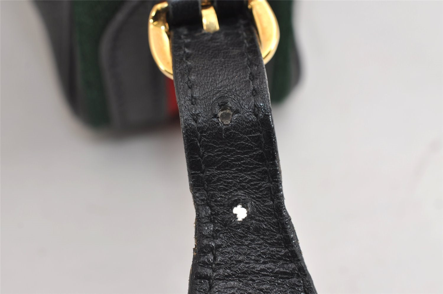 Authentic GUCCI Web Sherry Line Shoulder Cross Body Bag Leather Black 1565J