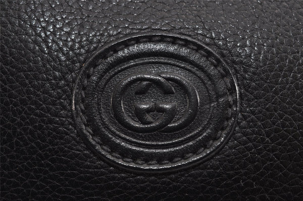 Authentic GUCCI Web Sherry Line Shoulder Cross Body Bag Leather Black 1565J
