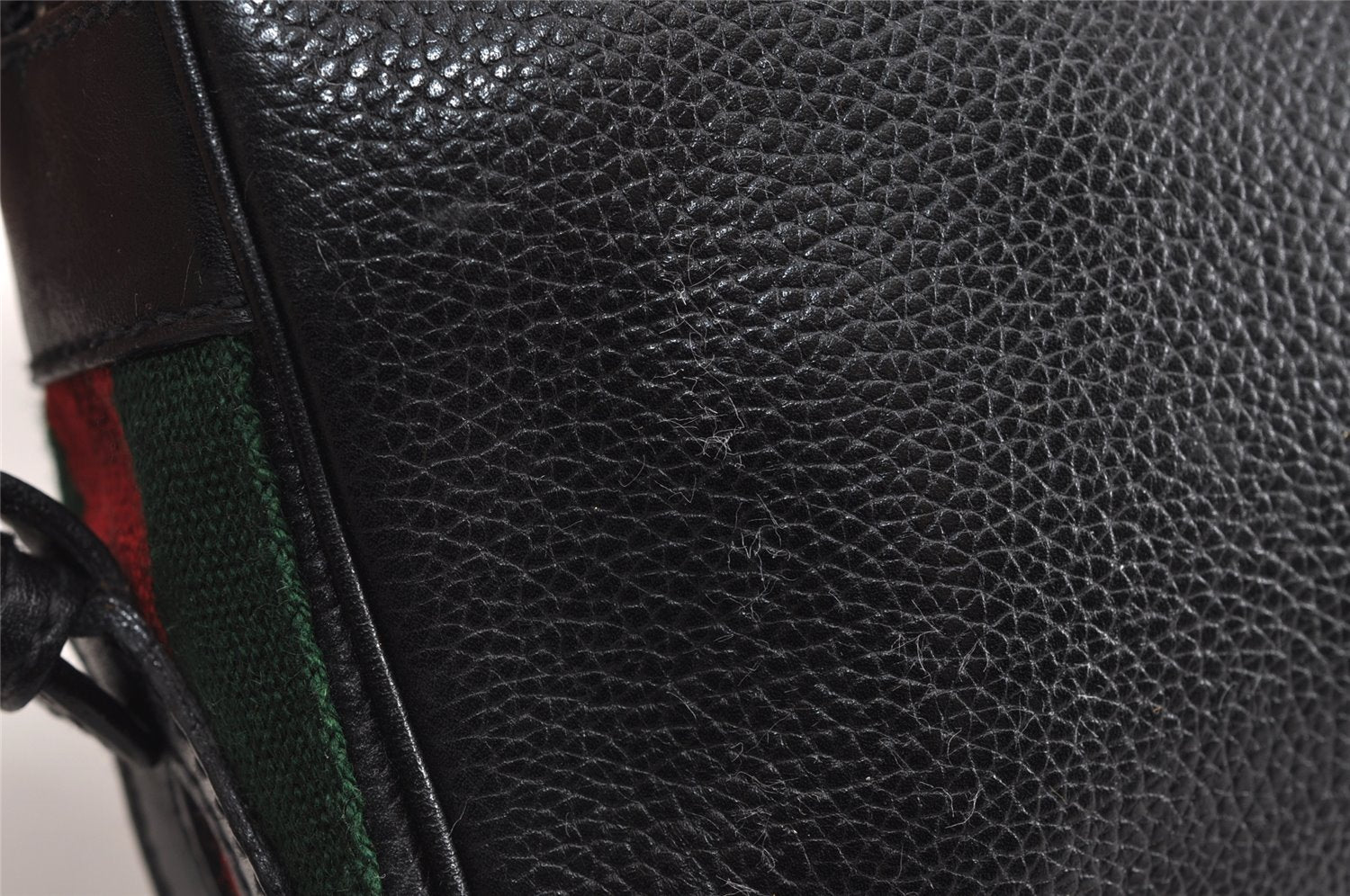 Authentic GUCCI Web Sherry Line Shoulder Cross Body Bag Leather Black 1565J