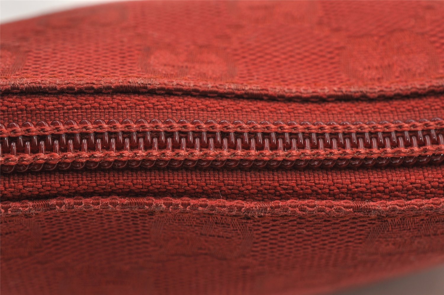 Authentic GUCCI Vintage Pouch Purse GG Canvas Leather 115237 Red 1566K