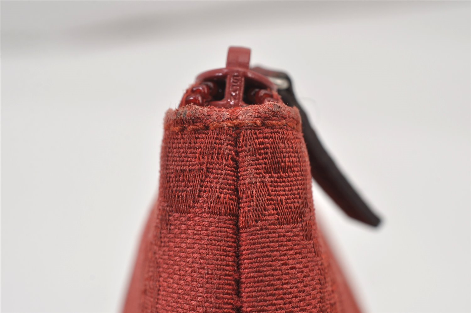 Authentic GUCCI Vintage Pouch Purse GG Canvas Leather 115237 Red 1566K