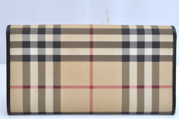 Authentic BURBERRY Nova Check Long Wallet Purse PVC Leather Beige 1568K