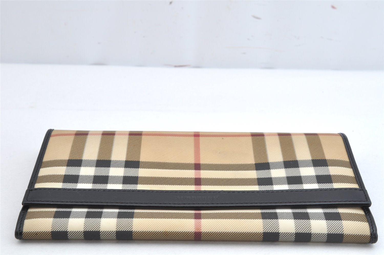 Authentic BURBERRY Nova Check Long Wallet Purse PVC Leather Beige 1568K