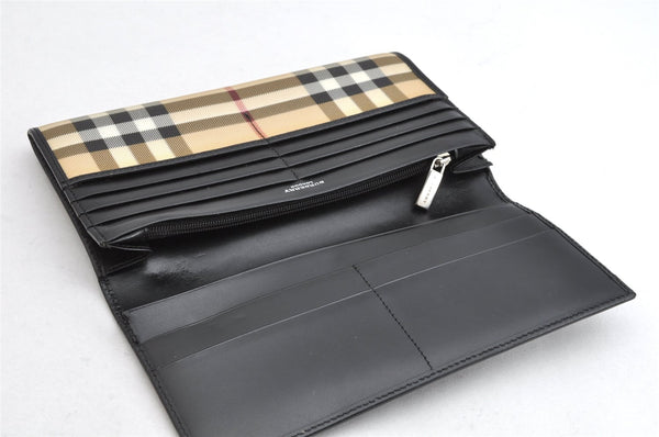 Authentic BURBERRY Nova Check Long Wallet Purse PVC Leather Beige 1568K