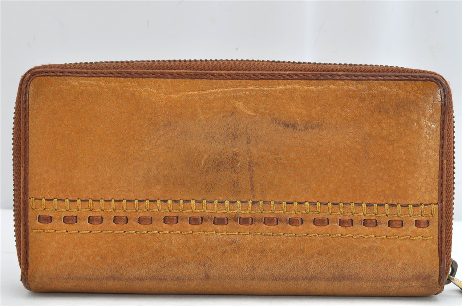 Authentic GUCCI Vintage Round Zip Long Wallet Purse Leather 338580 Brown 1569K