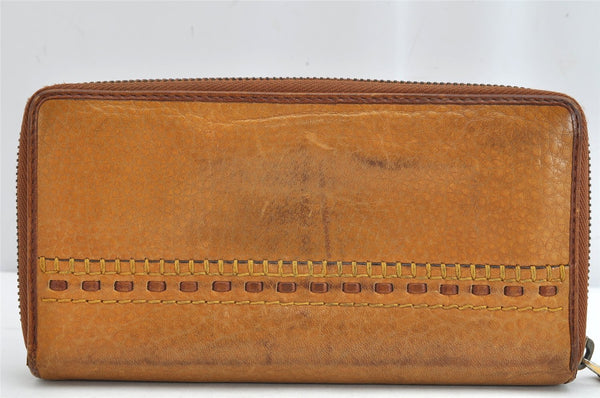 Authentic GUCCI Vintage Round Zip Long Wallet Purse Leather 338580 Brown 1569K
