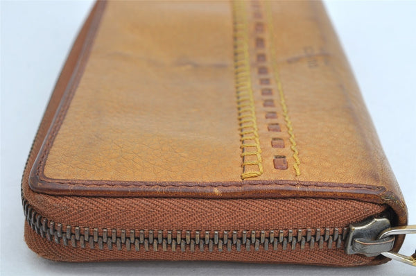 Authentic GUCCI Vintage Round Zip Long Wallet Purse Leather 338580 Brown 1569K
