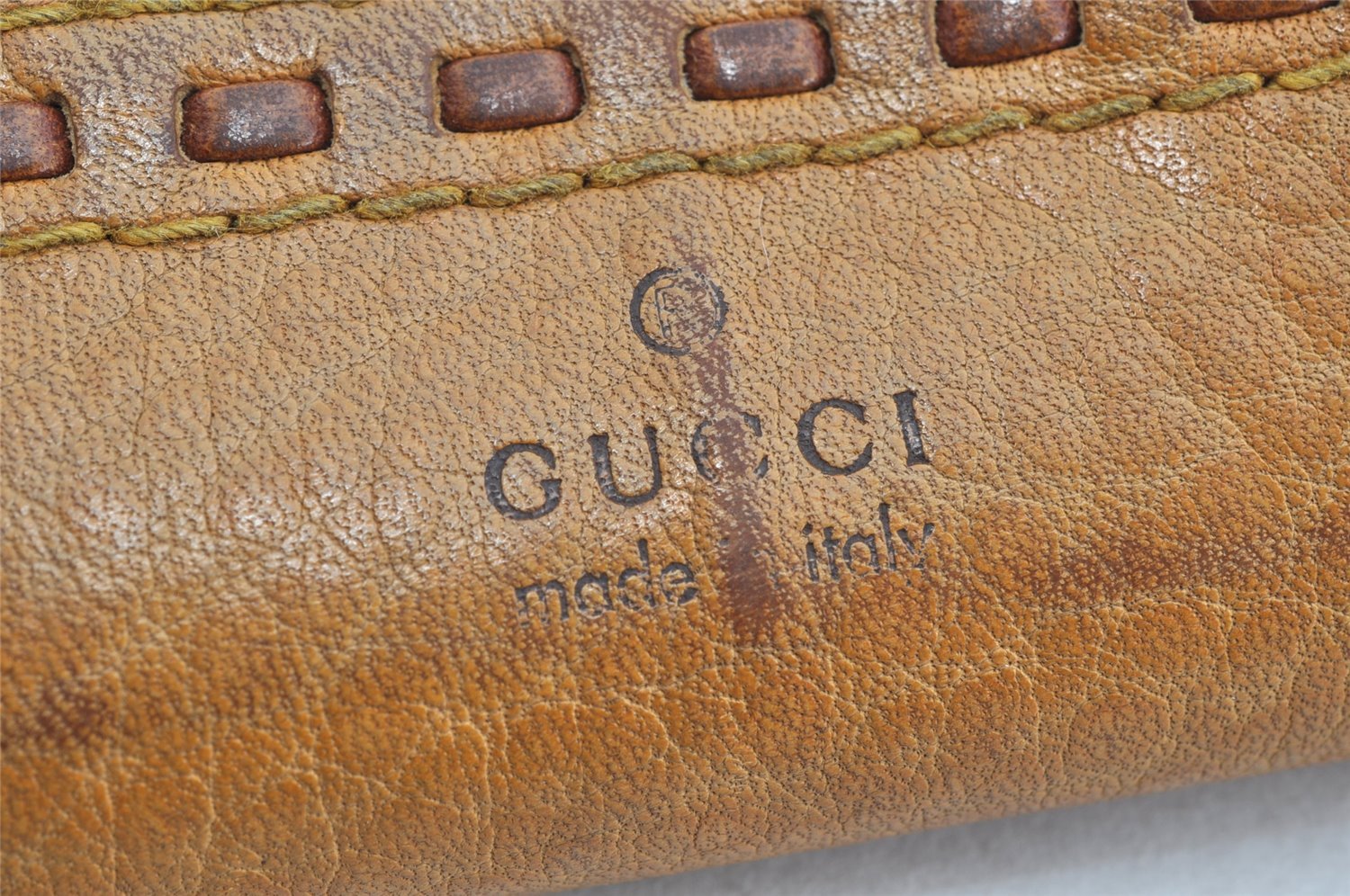 Authentic GUCCI Vintage Round Zip Long Wallet Purse Leather 338580 Brown 1569K