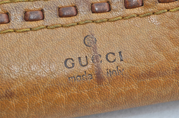 Authentic GUCCI Vintage Round Zip Long Wallet Purse Leather 338580 Brown 1569K