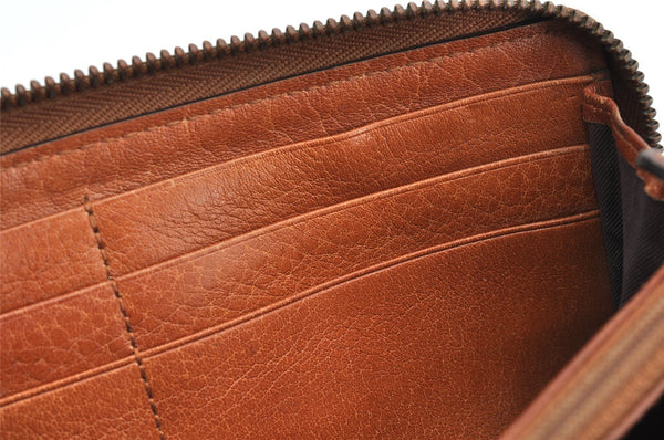 Authentic GUCCI Vintage Round Zip Long Wallet Purse Leather 338580 Brown 1569K