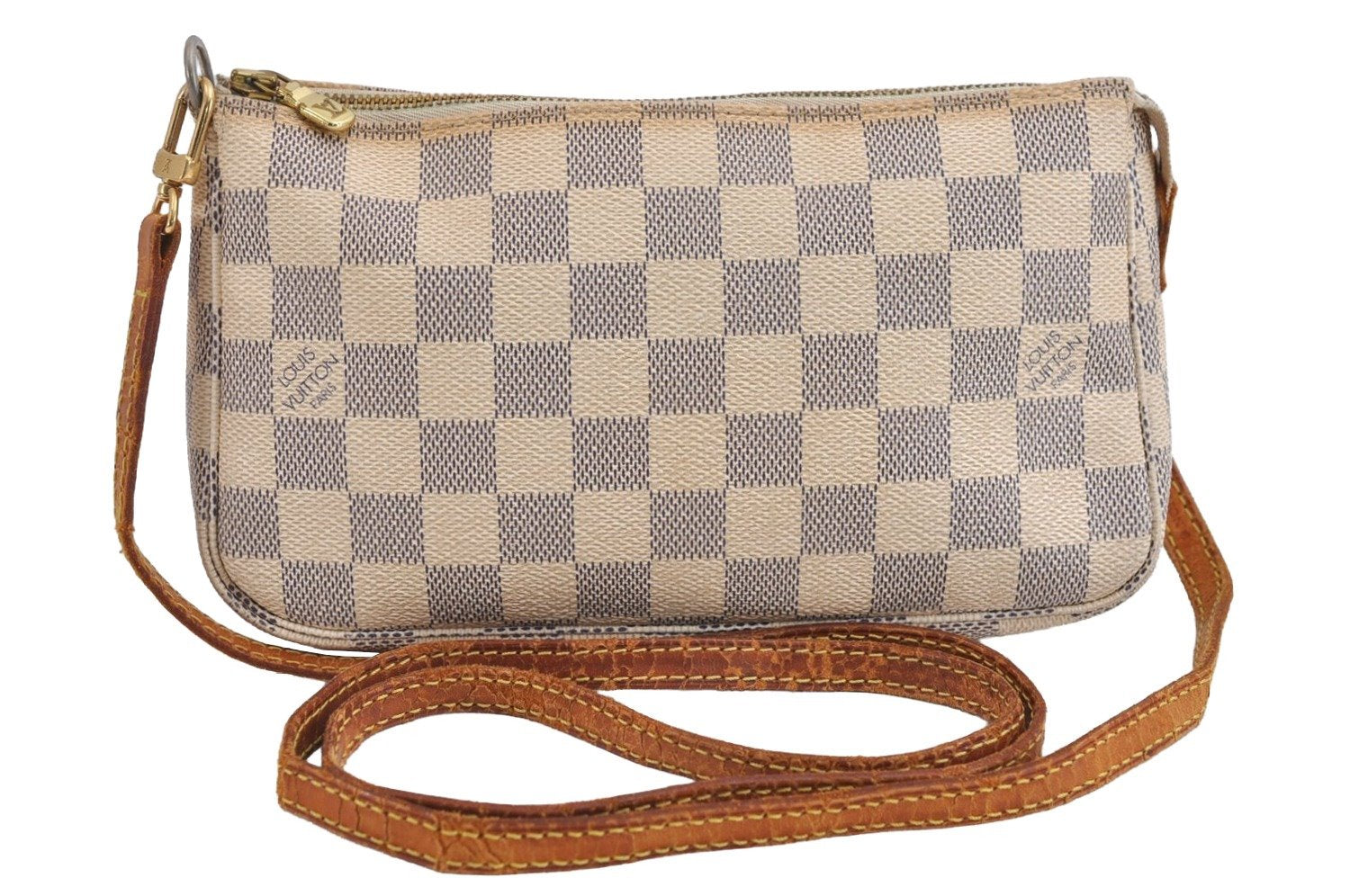 Auth Louis Vuitton Damier Azur Pochette Accessoires Pouch Long Shoulder LV 1571J