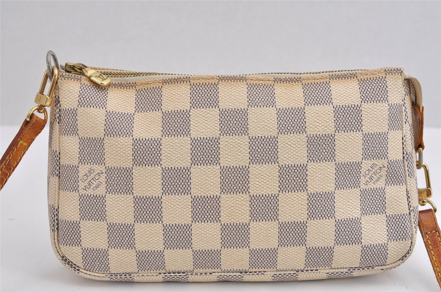 Auth Louis Vuitton Damier Azur Pochette Accessoires Pouch Long Shoulder LV 1571J