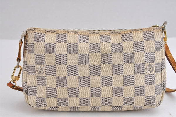 Auth Louis Vuitton Damier Azur Pochette Accessoires Pouch Long Shoulder LV 1571J