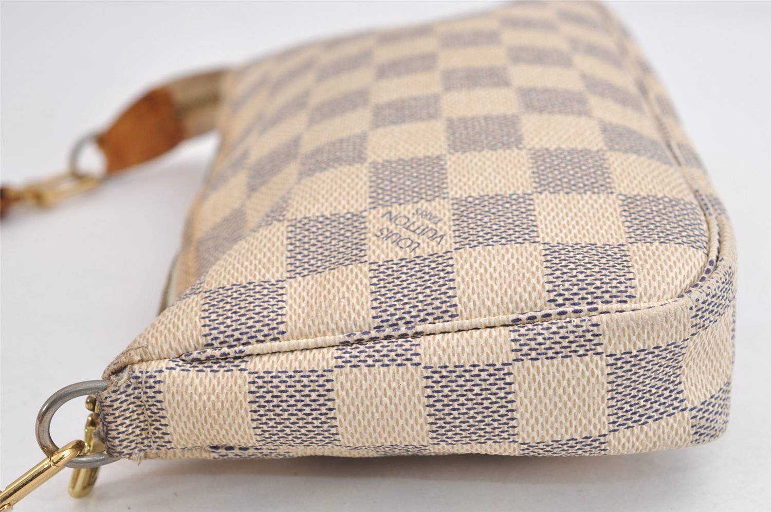 Auth Louis Vuitton Damier Azur Pochette Accessoires Pouch Long Shoulder LV 1571J