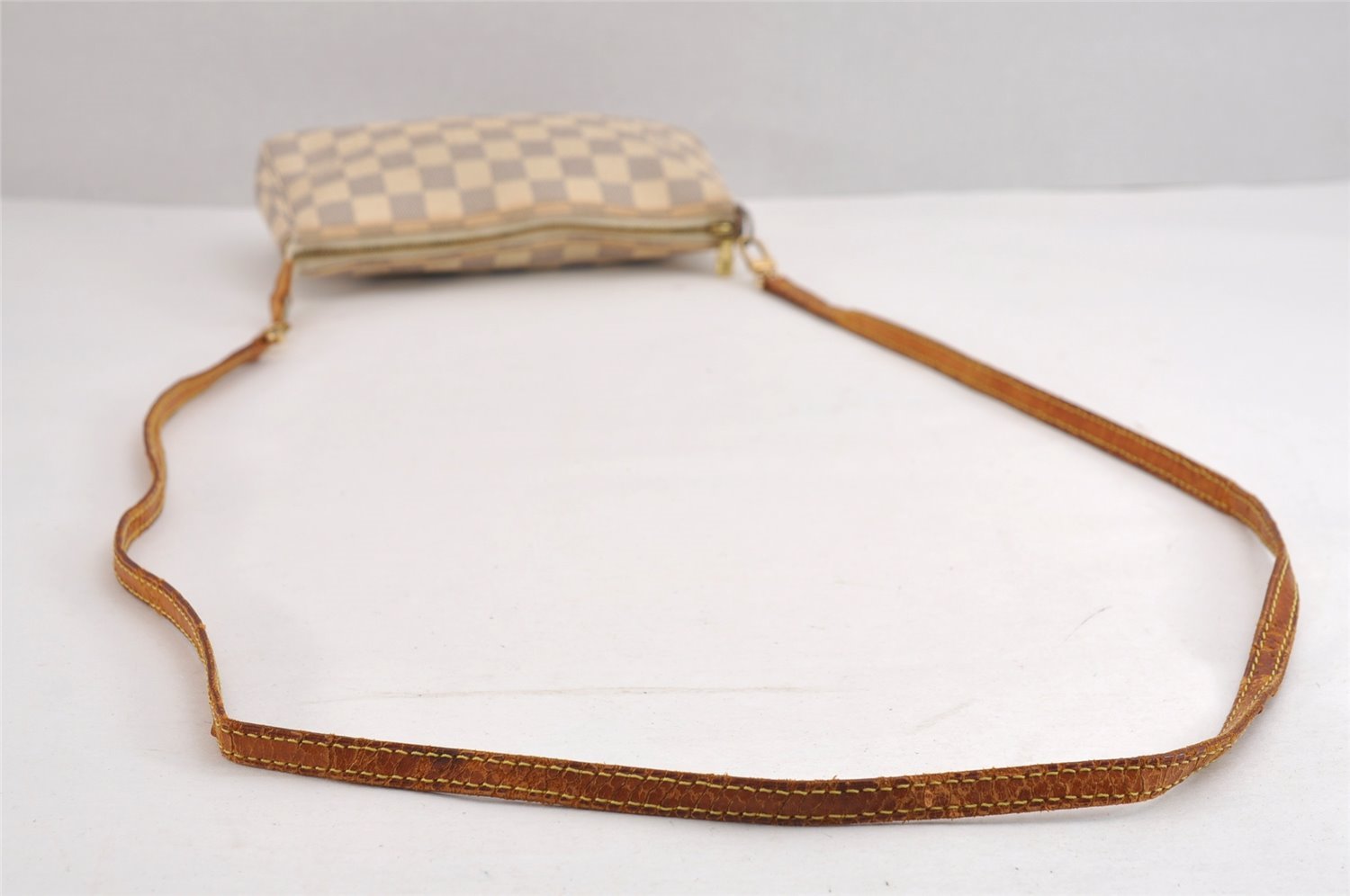 Auth Louis Vuitton Damier Azur Pochette Accessoires Pouch Long Shoulder LV 1571J