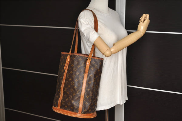 Authentic Louis Vuitton Monogram Bucket GM Shoulder Tote Bag M42236 Junk 1572J