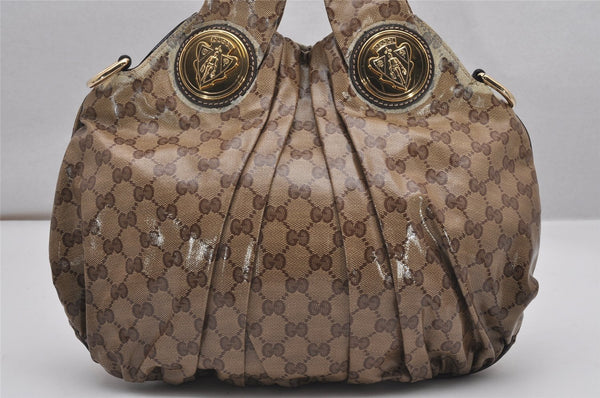 Authentic GUCCI GG Crystal Hysteria 2Way Hand Bag PVC Leather 203486 Brown 1573J