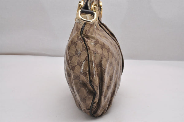 Authentic GUCCI GG Crystal Hysteria 2Way Hand Bag PVC Leather 203486 Brown 1573J