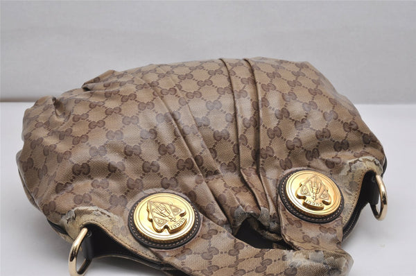 Authentic GUCCI GG Crystal Hysteria 2Way Hand Bag PVC Leather 203486 Brown 1573J
