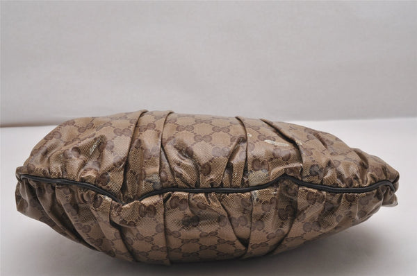 Authentic GUCCI GG Crystal Hysteria 2Way Hand Bag PVC Leather 203486 Brown 1573J