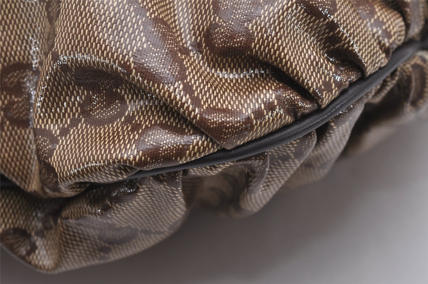 Authentic GUCCI GG Crystal Hysteria 2Way Hand Bag PVC Leather 203486 Brown 1573J