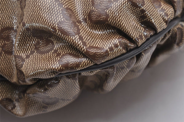 Authentic GUCCI GG Crystal Hysteria 2Way Hand Bag PVC Leather 203486 Brown 1573J