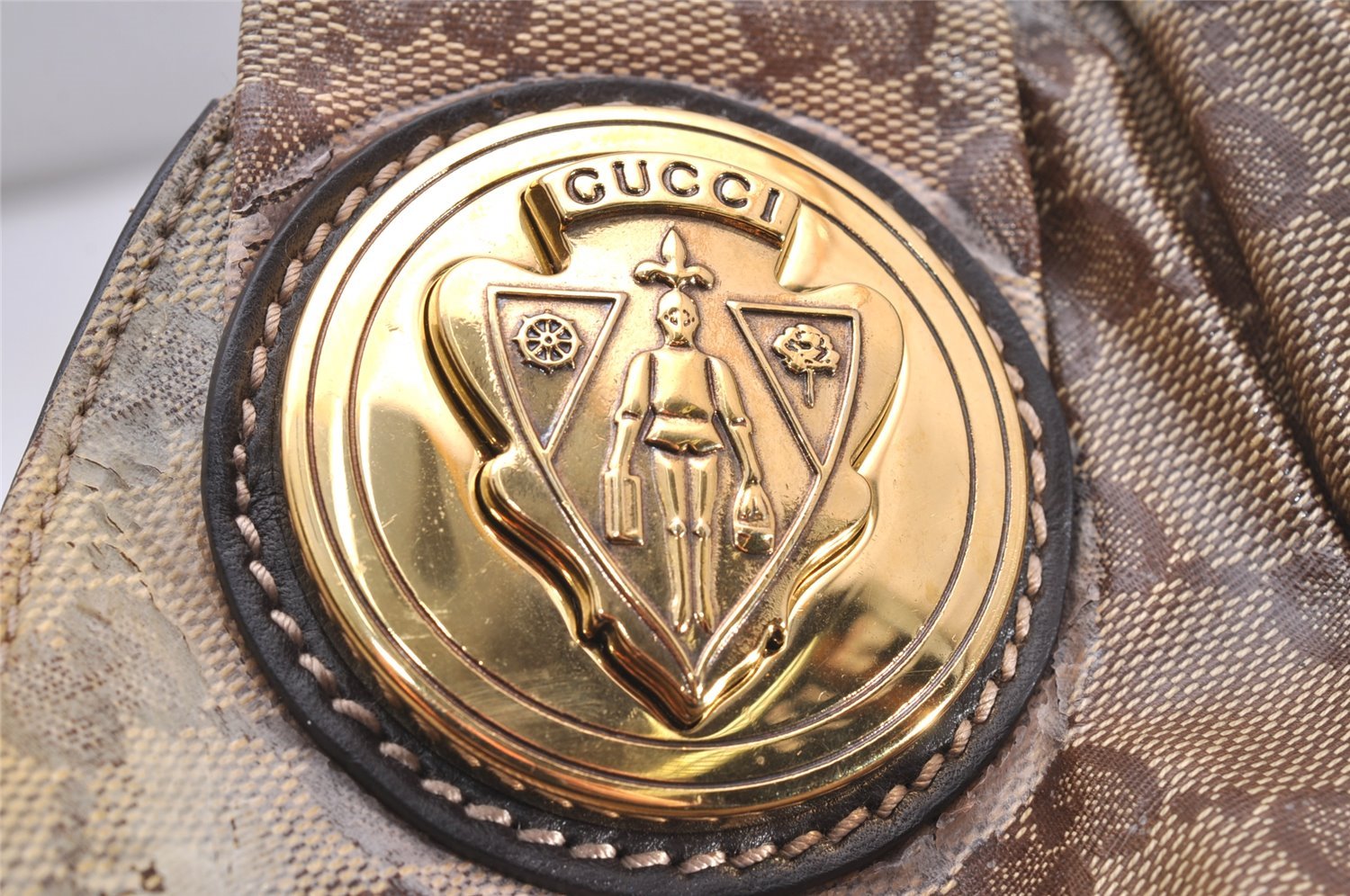 Authentic GUCCI GG Crystal Hysteria 2Way Hand Bag PVC Leather 203486 Brown 1573J