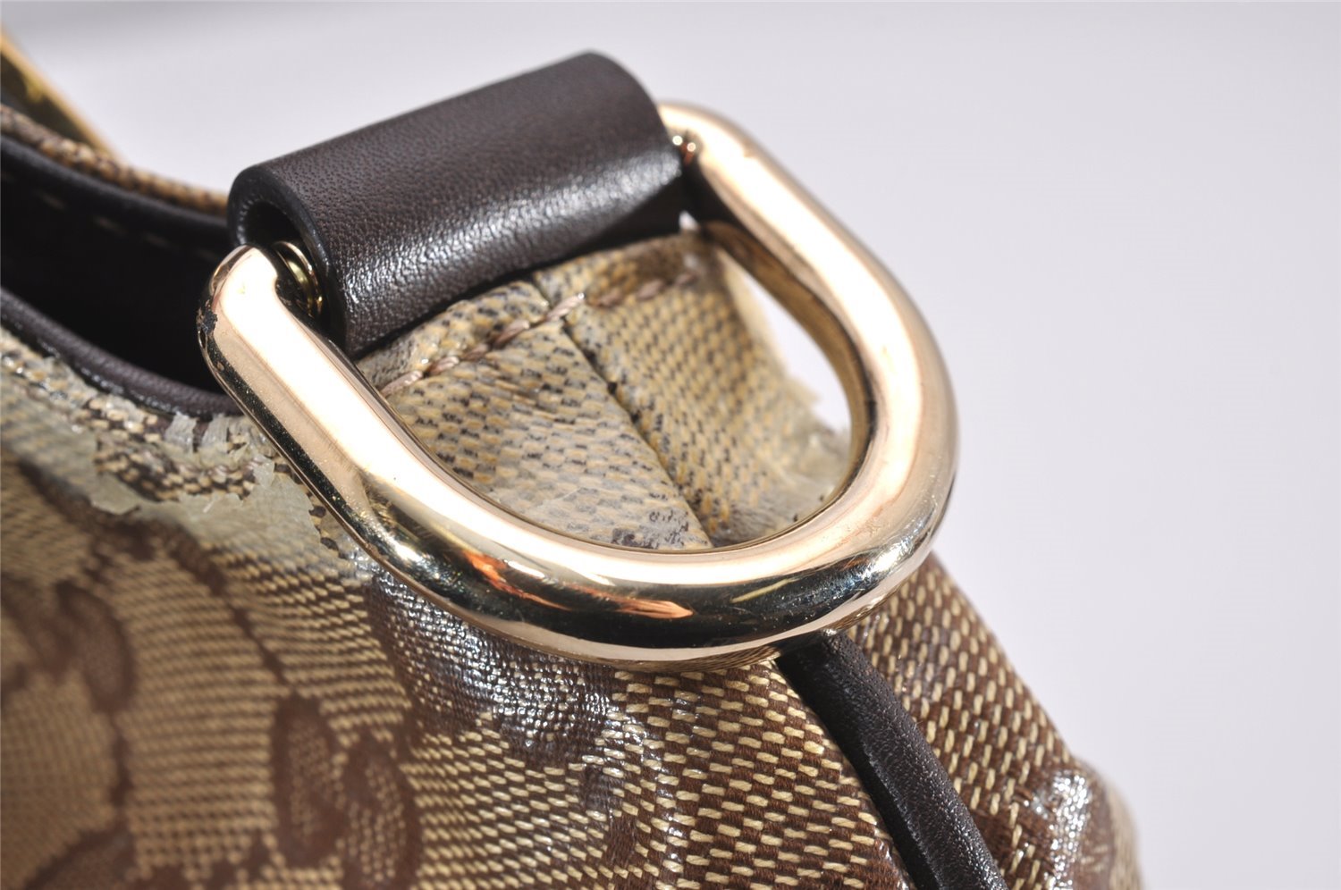 Authentic GUCCI GG Crystal Hysteria 2Way Hand Bag PVC Leather 203486 Brown 1573J