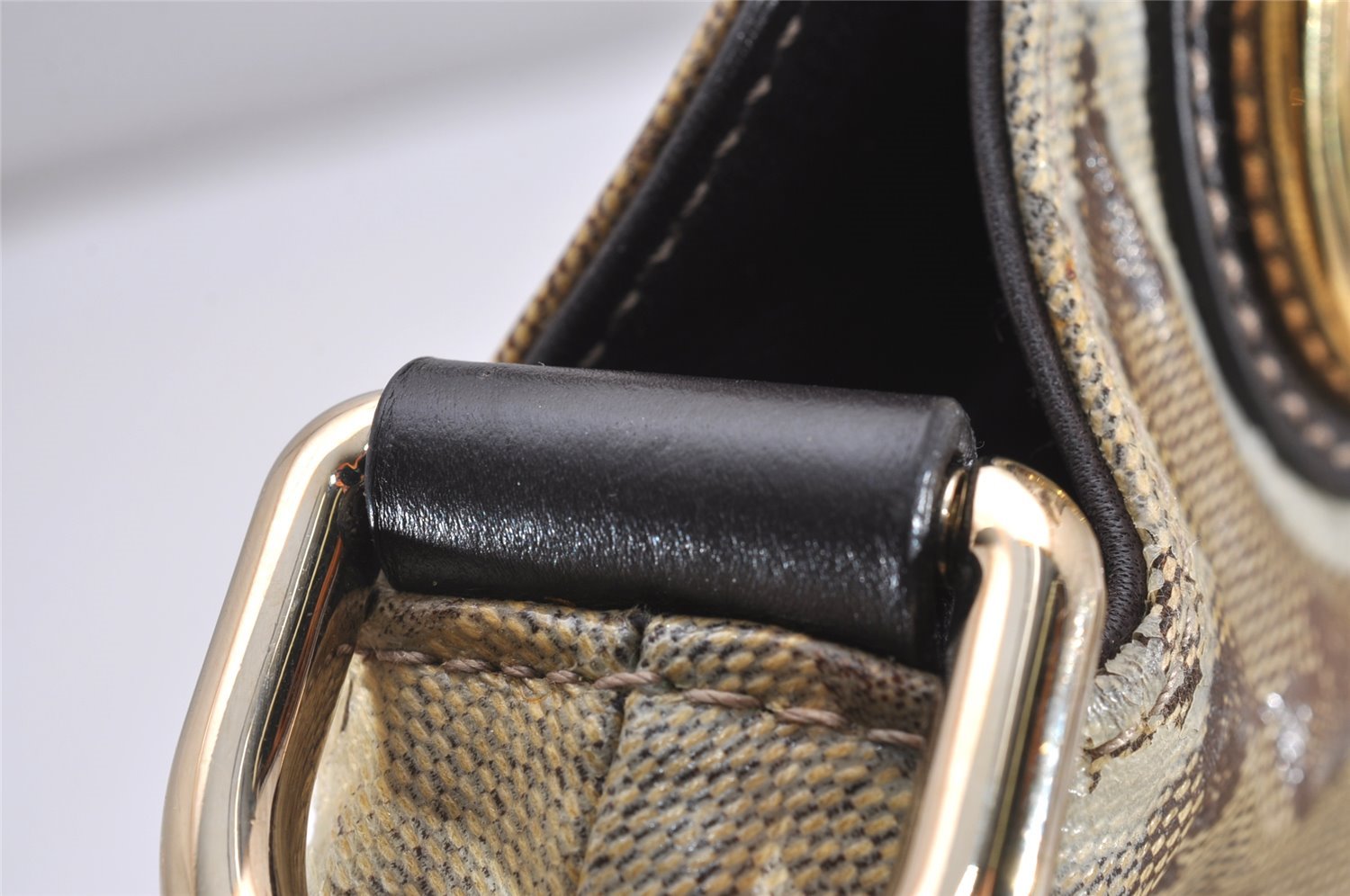 Authentic GUCCI GG Crystal Hysteria 2Way Hand Bag PVC Leather 203486 Brown 1573J