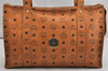 Authentic MCM Vintage Visetos Leather Shoulder Tote Bag Brown 1574K