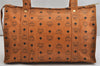 Authentic MCM Vintage Visetos Leather Shoulder Tote Bag Brown 1574K