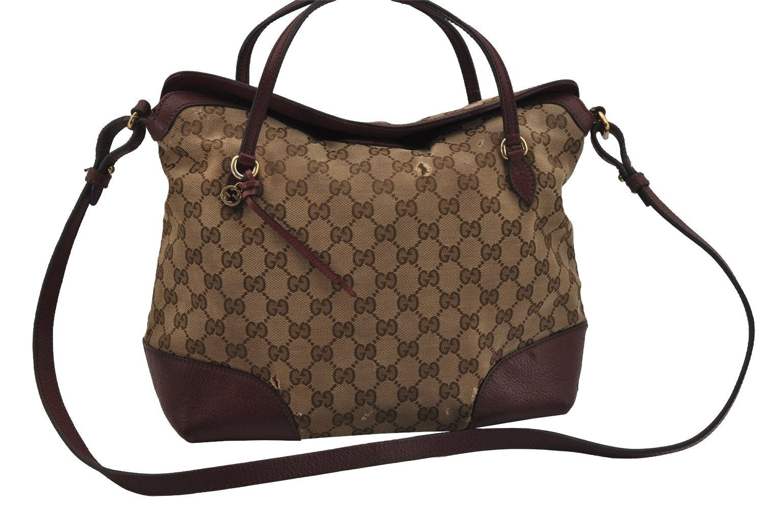 Authentic GUCCI Bree 2Way Tote Hand Bag GG Canvas Leather 353120 Brown 1575J