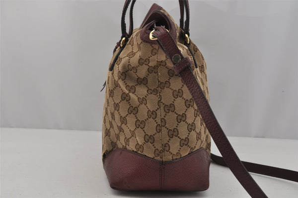 Authentic GUCCI Bree 2Way Tote Hand Bag GG Canvas Leather 353120 Brown 1575J