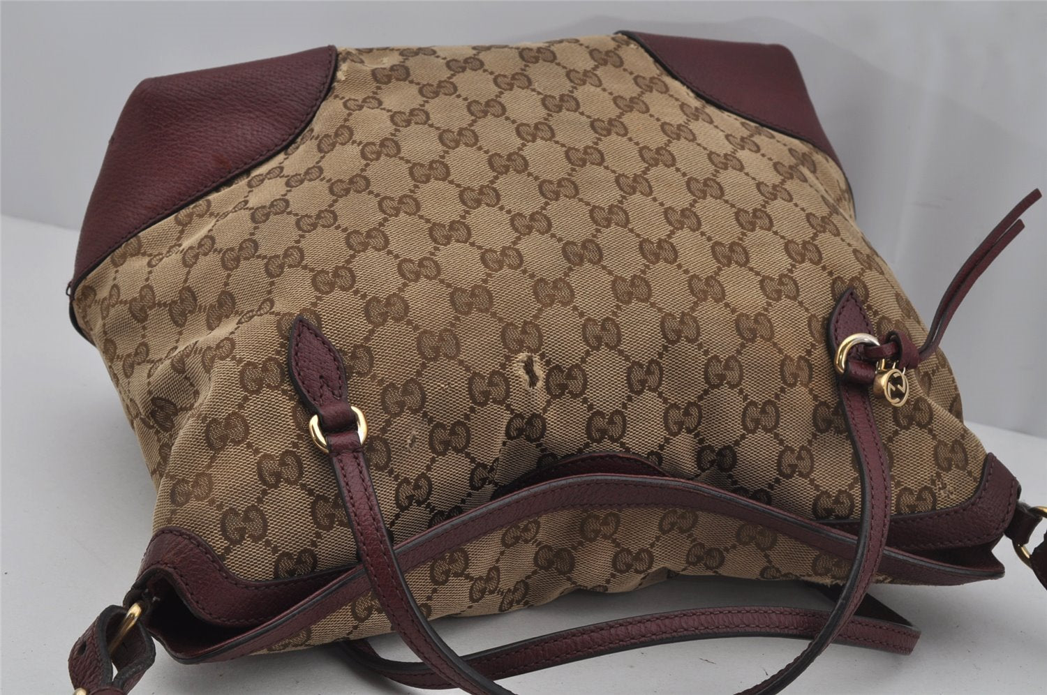 Authentic GUCCI Bree 2Way Tote Hand Bag GG Canvas Leather 353120 Brown 1575J