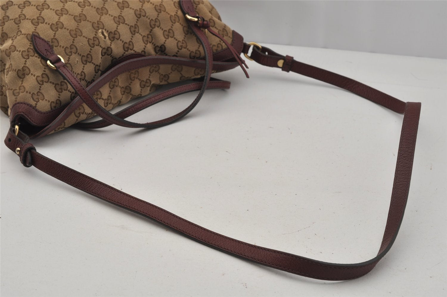 Authentic GUCCI Bree 2Way Tote Hand Bag GG Canvas Leather 353120 Brown 1575J