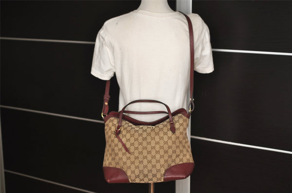 Authentic GUCCI Bree 2Way Tote Hand Bag GG Canvas Leather 353120 Brown 1575J