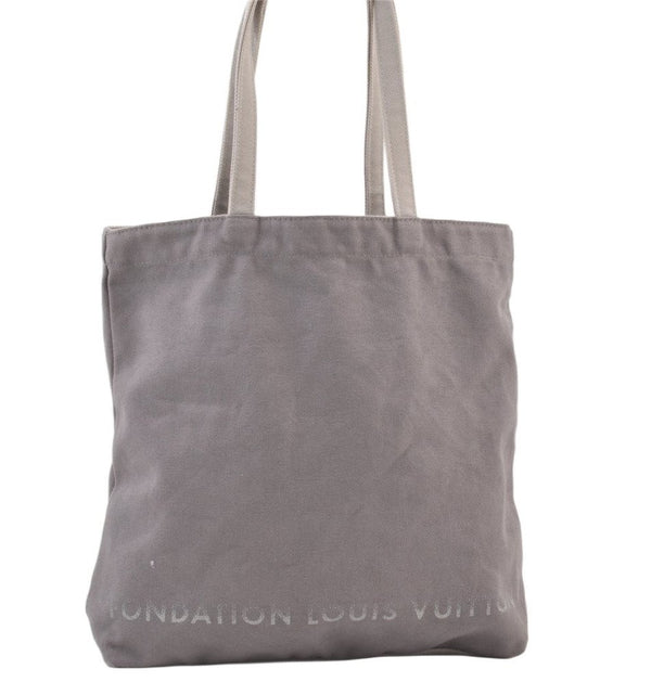 Authentic Louis Vuitton Fondation Exclusive Tote Bag Canvas Gray Purple 1575K