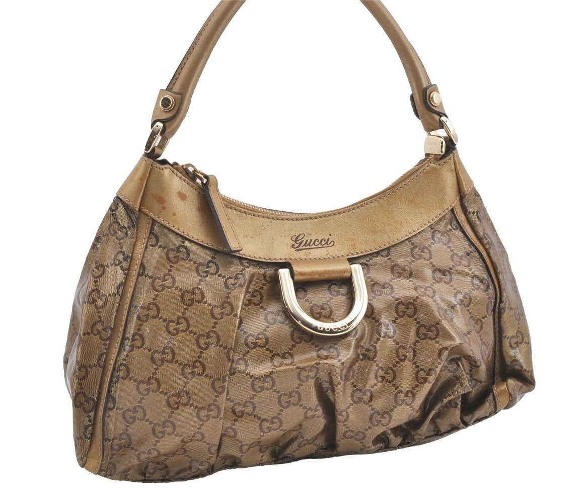 Authentic GUCCI GG Crystal Abbey Shoulder Bag GG PVC Leather 190525 Gold 1576J