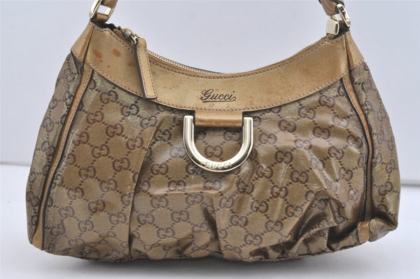 Authentic GUCCI GG Crystal Abbey Shoulder Bag GG PVC Leather 190525 Gold 1576J