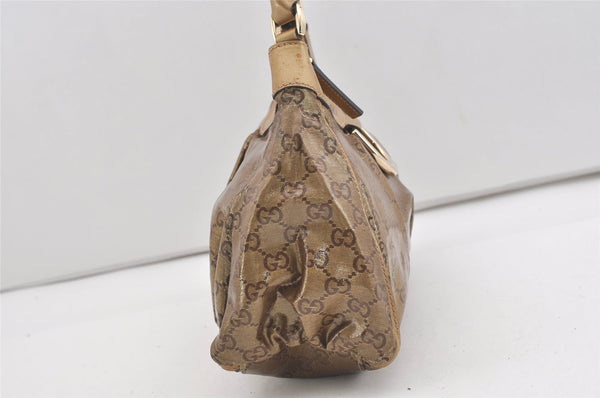 Authentic GUCCI GG Crystal Abbey Shoulder Bag GG PVC Leather 190525 Gold 1576J